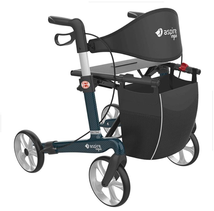 Aspire Vogue Carbon Fibre Super Lightweight Walker / Rollator - Short - Sapphire